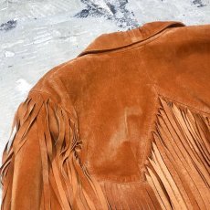 画像9: BROWN SUEDE LEATHER FRINGE JACKET / Mens M / MADE IN USA (9)