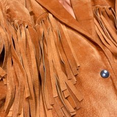 画像5: BROWN SUEDE LEATHER FRINGE JACKET / Mens M / MADE IN USA (5)