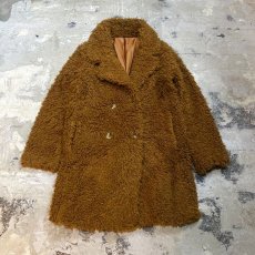 画像1: BROWN COLOR DOUBLE BREASTED BOA COAT / Mens M (1)