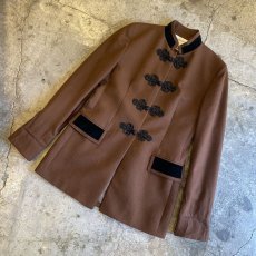 画像4: BROWN COLOR CHINA POINT VELOUR DESIGN JACKET / Ladies L / MADE IN USA (4)