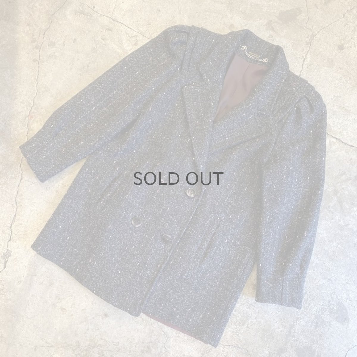 画像4: TWEED DESIGN GATHER SHOULDER DOUBLE JACKET / Ladies L / MADE IN USA (4)