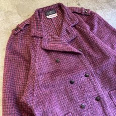 画像3: CHECK PATTERN COLOR FAUX FUR DESIGN DOUBLE JACKET / Ladies L / MADE IN ITALY (3)