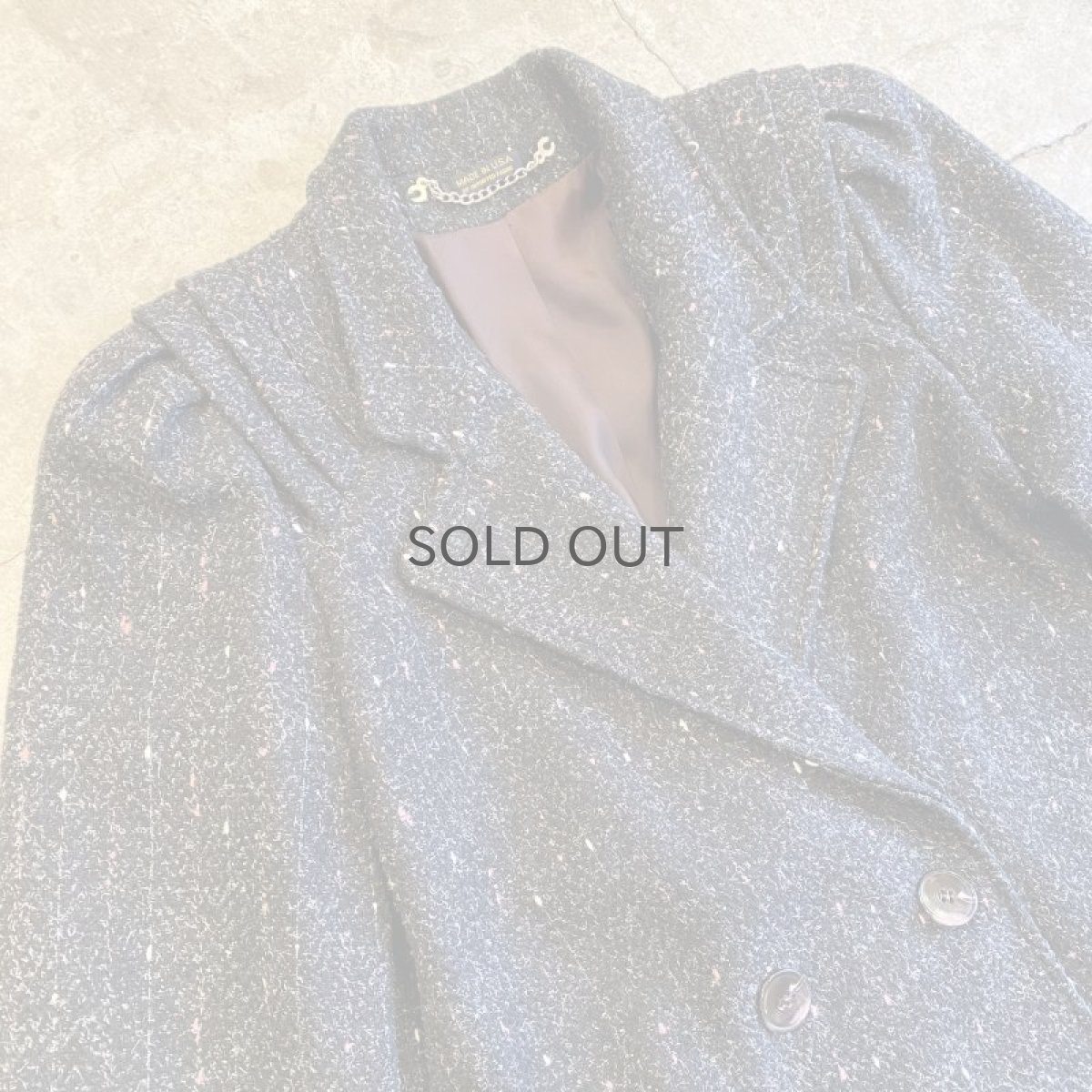 画像3: TWEED DESIGN GATHER SHOULDER DOUBLE JACKET / Ladies L / MADE IN USA (3)