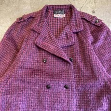 画像6: CHECK PATTERN COLOR FAUX FUR DESIGN DOUBLE JACKET / Ladies L / MADE IN ITALY (6)