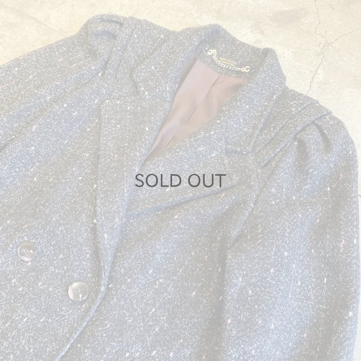 画像5: TWEED DESIGN GATHER SHOULDER DOUBLE JACKET / Ladies L / MADE IN USA (5)