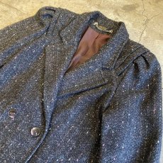 画像5: TWEED DESIGN GATHER SHOULDER DOUBLE JACKET / Ladies L / MADE IN USA (5)