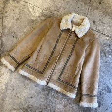 画像4: FAUX MOUTON DECORATIVE DESIGN ZIP UP JACKET / Ladies M (4)