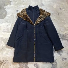 画像1: LEOPARD HOODIE LAYERED PADDING JACKET / Mens M(L) (1)