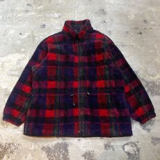 画像1: CHECK PATTERN ZIP UP BOA JACKET / Mens XL (1)