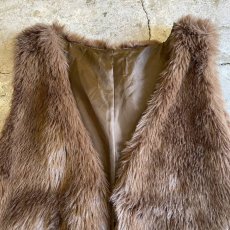 画像5: BROWN COLOR FAUX FUR DESIGN VEST / Ladies M (5)