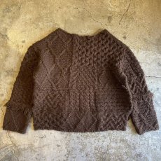 画像2: PATCHWORK DESIGN FRINGE KNIT SWEATER / Ladies L (2)