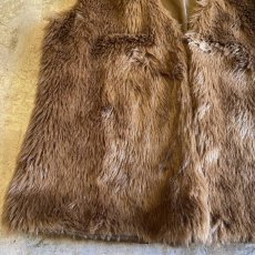 画像6: BROWN COLOR FAUX FUR DESIGN VEST / Ladies M (6)