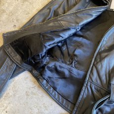 画像6: BLACK COLOR BELT DESIGN LEATHER ZIP UP JACKET / Ladies S(M) (6)