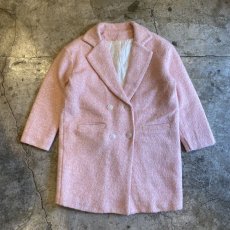 画像1: PINK COLOR QUILTING LINING DESIGN WOOL DOUBLE JACKET / Ladies L (1)