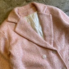 画像3: PINK COLOR QUILTING LINING DESIGN WOOL DOUBLE JACKET / Ladies L (3)