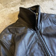 画像3: BLACK COLOR BELT DESIGN LEATHER ZIP UP JACKET / Ladies S(M) (3)