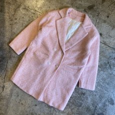 画像4: PINK COLOR QUILTING LINING DESIGN WOOL DOUBLE JACKET / Ladies L (4)