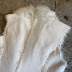 画像8: FAUX MOUTON DESIGN WHITE COLOR VEST / Ladies M (8)