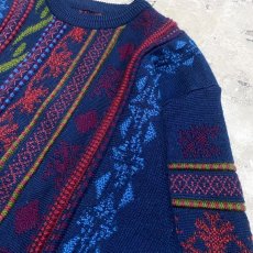 画像4: 3D STRIPE KNITTING PATTERN SWEATER / Mens L (4)