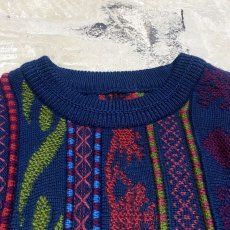 画像10: 3D STRIPE KNITTING PATTERN SWEATER / Mens L (10)