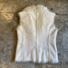 画像2: FAUX MOUTON DESIGN WHITE COLOR VEST / Ladies M (2)