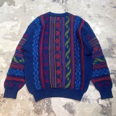 画像2: 3D STRIPE KNITTING PATTERN SWEATER / Mens L (2)