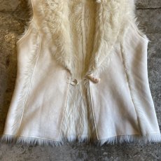 画像6: FAUX MOUTON DESIGN WHITE COLOR VEST / Ladies M (6)