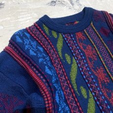 画像3: 3D STRIPE KNITTING PATTERN SWEATER / Mens L (3)