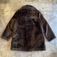 画像2: 60's~70's FAUX FUR DOUBLE DESIGN BROWN COLOR COAT / Ladies L (2)