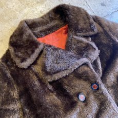 画像3: 60's~70's FAUX FUR DOUBLE DESIGN BROWN COLOR COAT / Ladies L (3)