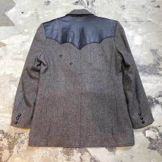 画像2: OLD LEATHER YOKE TAILORED JACKET / Mens L / MADE IN USA (2)