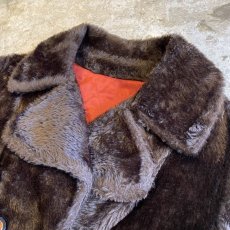 画像9: 60's~70's FAUX FUR DOUBLE DESIGN BROWN COLOR COAT / Ladies L (9)