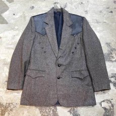 画像1: OLD LEATHER YOKE TAILORED JACKET / Mens L / MADE IN USA (1)