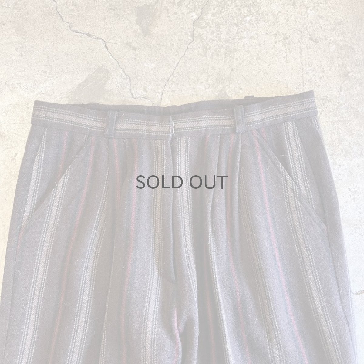 画像6: MULTI STRIPE PATTERN 2 TUCK DESIGN TAPERED PANTS / W29 (6)