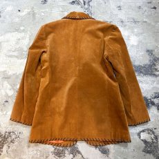 画像2: BROWN SUEDE LEATHER STITCH JACKET / Mens M (2)