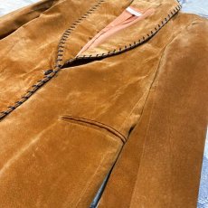 画像6: BROWN SUEDE LEATHER STITCH JACKET / Mens M (6)