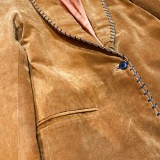 画像5: BROWN SUEDE LEATHER STITCH JACKET / Mens M (5)