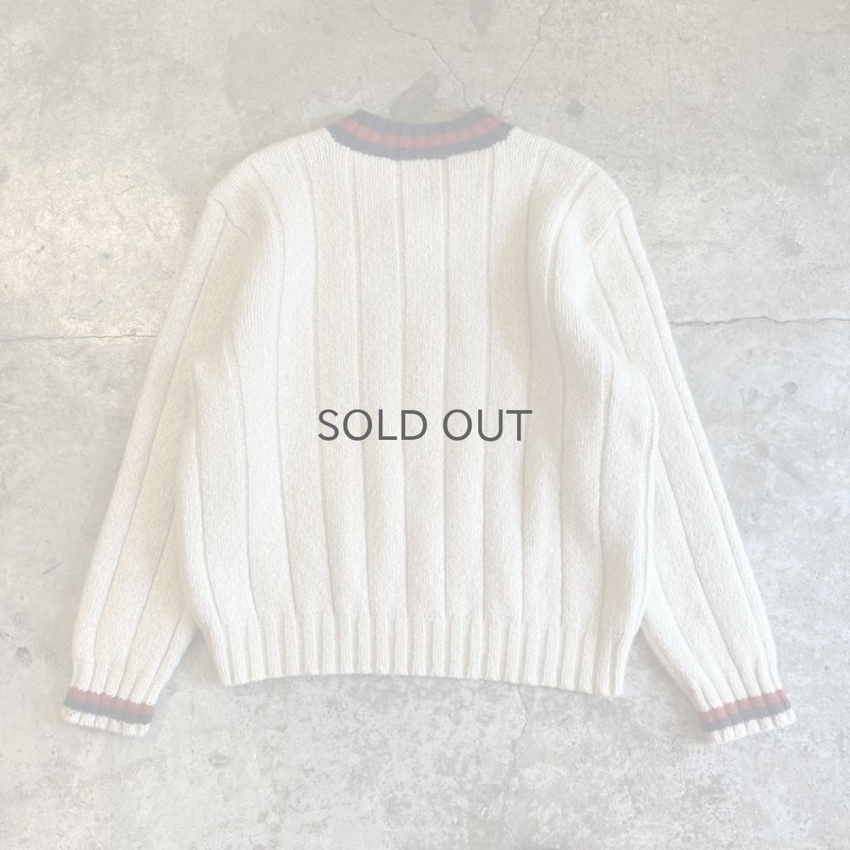 画像2: 【RALPH LAUREN】POINT COLOR LINE DESIGN V NECK KNIT SWEATER / Ladies L (2)