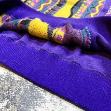 画像8: "ATTENTION" 3D STRIPE PATTERN KNIT SWEATER / Mens L (8)