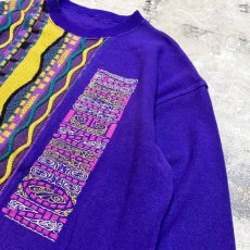 画像4: "ATTENTION" 3D STRIPE PATTERN KNIT SWEATER / Mens L (4)
