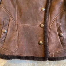 画像10: REAL MOUTON BROWN COLOR DESIGN JACKET / Ladies M (10)