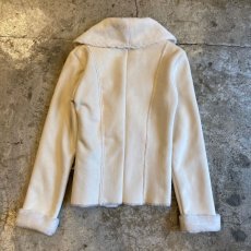 画像2: FAUX MOUTON WRAP DESIGN WHITE COLOR JACKET / Ladies M (2)