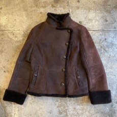 画像1: REAL MOUTON BROWN COLOR DESIGN JACKET / Ladies M (1)