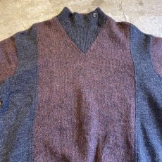 画像7: 2 TONE COLOR DESIGN HALF NECK KNIT SWEATER / Ladies L (7)