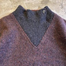 画像5: 2 TONE COLOR DESIGN HALF NECK KNIT SWEATER / Ladies L (5)