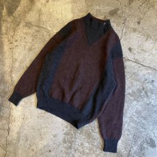 画像4: 2 TONE COLOR DESIGN HALF NECK KNIT SWEATER / Ladies L (4)