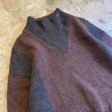 画像3: 2 TONE COLOR DESIGN HALF NECK KNIT SWEATER / Ladies L (3)