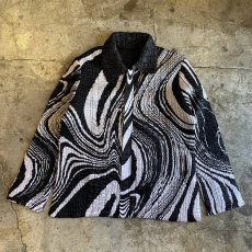 画像1: REVERSIBLE MONOCHROME MARBLE PATTERN DESIGN JACKET / Ladies L (1)