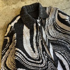 画像5: REVERSIBLE MONOCHROME MARBLE PATTERN DESIGN JACKET / Ladies L (5)