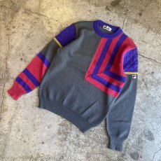 画像4: OLD【FILA】COLOR DESIGN LINE KNIT TOPS / Ladies L / MADE IN ITALY (4)